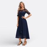 Mariana - Abito Blu Scuro con Maniche Lunghe