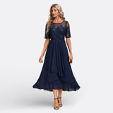 Mariana - Abito Blu Scuro con Maniche Lunghe