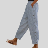 Elisabet - Pantaloni a Righe con Bottoni