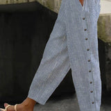 Elisabet - Pantaloni a Righe con Bottoni