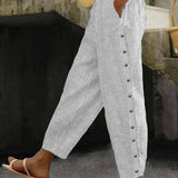 Elisabet - Pantaloni a Righe con Bottoni