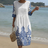 Alma - Maxidress con Collo Rotondo e Stampa Floreale