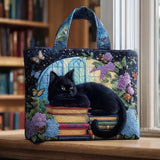 Borsa a spalla "Gatto nero sui libri"
