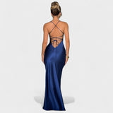 Elena - Abito in satin blu